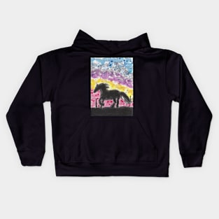 Horse  colorful sky Kids Hoodie